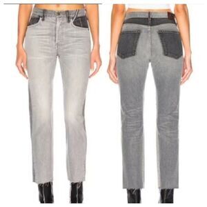 Jean Atelier Gray & Black Cropped Raw Hem Jeans